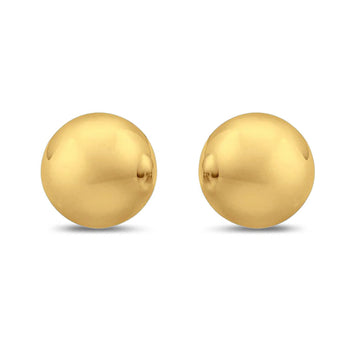 Half Ball Stud Earrings Round Yellow Tone 925 Sterling Silver (6mm-18mm)